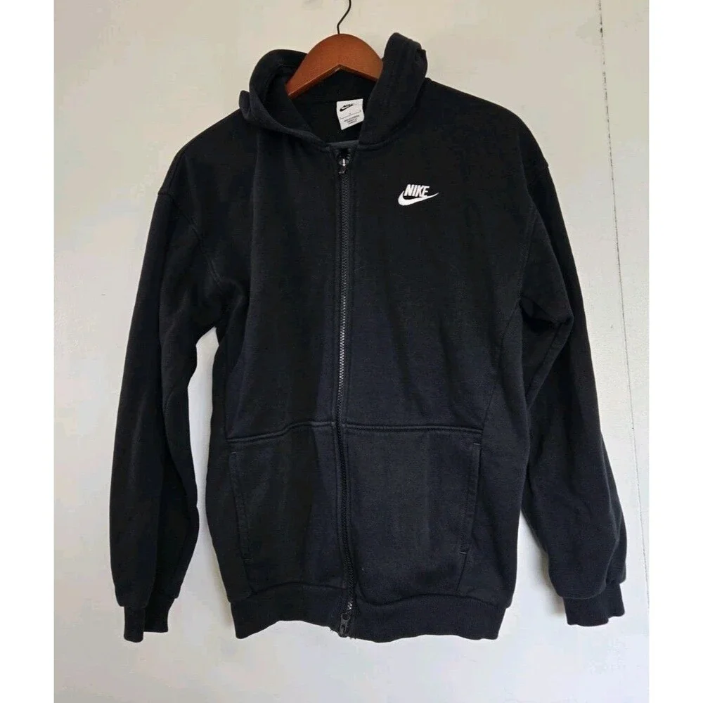 Nike Hoodie Big Kids L Black Jacket Sportswear Club Oversize Full Zip FD2931-010
